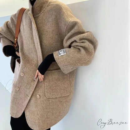 Cashmere Turn-Down Woolen Coat overcoats-241228