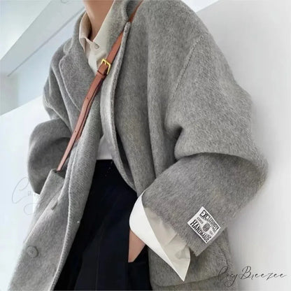 Cashmere Turn-Down Woolen Coat overcoats-241228