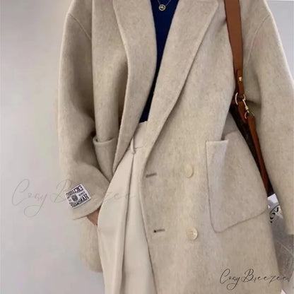 Cashmere Turn-Down Woolen Coat overcoats-241228