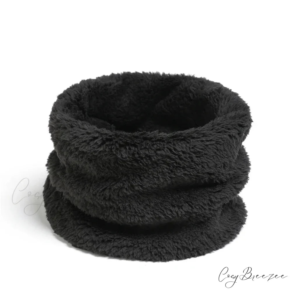 Cashmere Warm Color Ring Plush Thick Outdoor Sports Neckerchief Muffler Scarf BLACK
