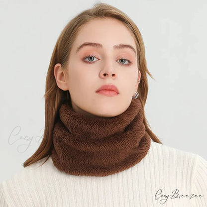 Cashmere Warm Color Ring Plush Thick Outdoor Sports Neckerchief Muffler Scarf BROWN