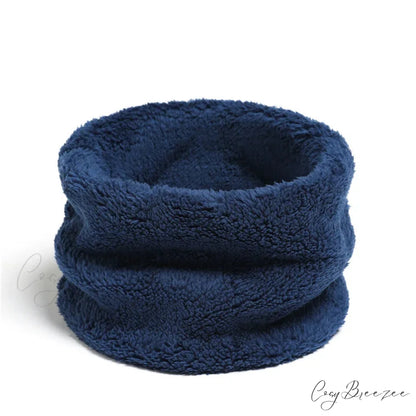 Cashmere Warm Color Ring Plush Thick Outdoor Sports Neckerchief Muffler Scarf DARK BLUE