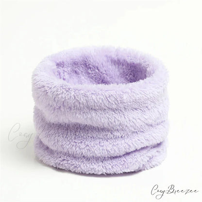 Cashmere Warm Color Ring Plush Thick Outdoor Sports Neckerchief Muffler Scarf LIGHT PURPLE