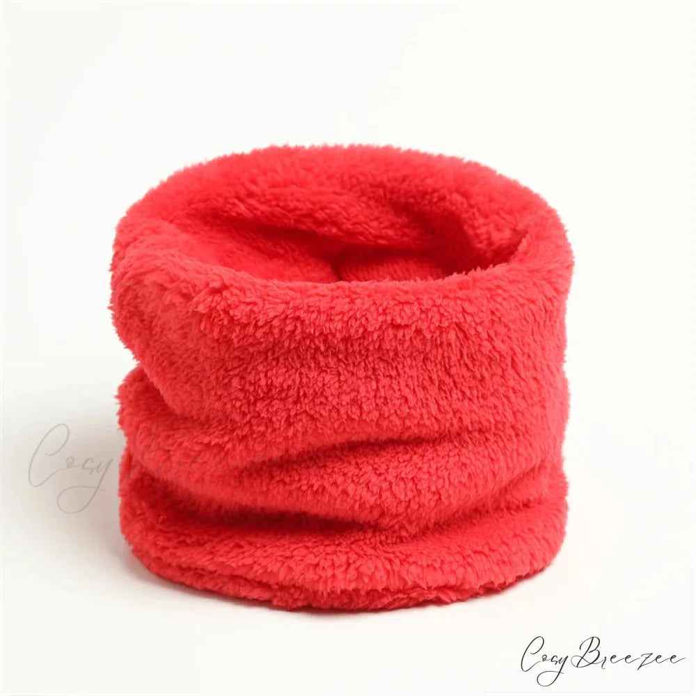 Cashmere Warm Color Ring Plush Thick Outdoor Sports Neckerchief Muffler Scarf RED