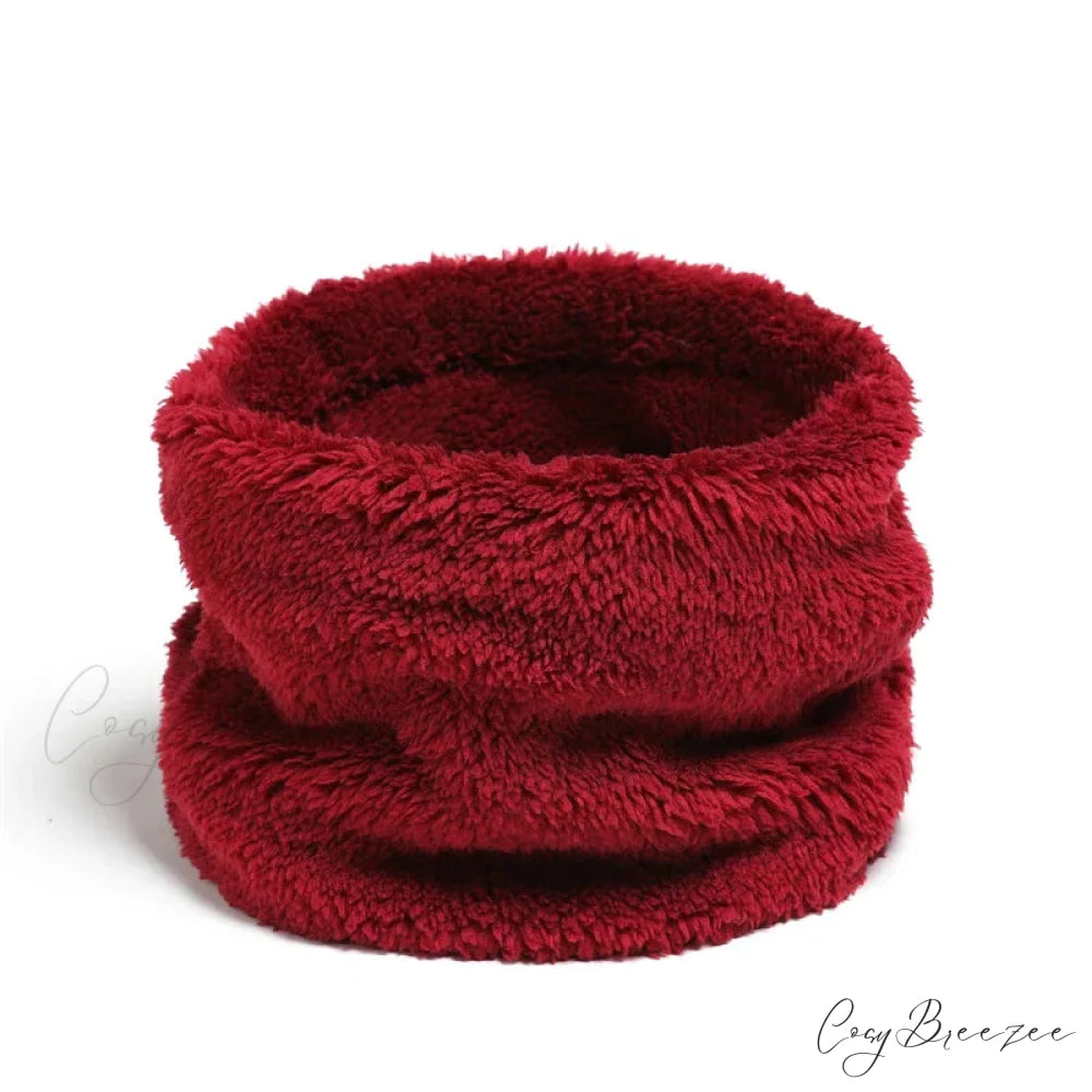 Cashmere Warm Color Ring Plush Thick Outdoor Sports Neckerchief Muffler Scarf WINE RED