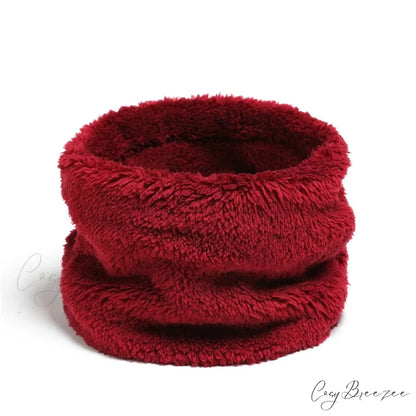 Cashmere Warm Color Ring Plush Thick Outdoor Sports Neckerchief Muffler Scarf WINE RED