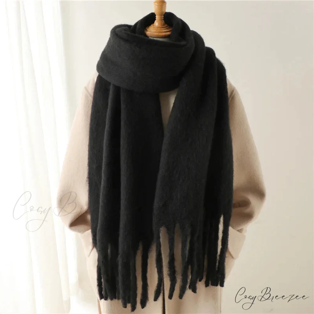 Cashmere Winter Pashmina Blanket Wrap - Thick and Soft Scarf BLACK