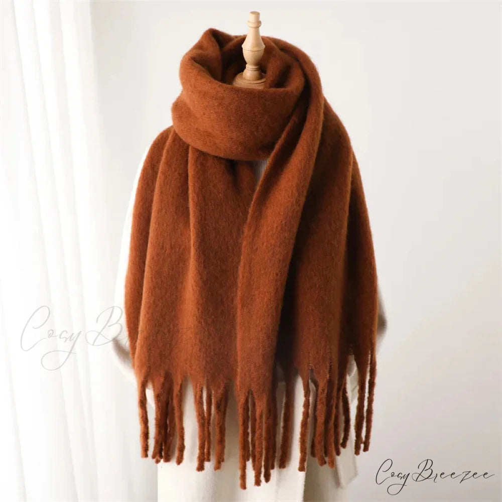 Cashmere Winter Pashmina Blanket Wrap - Thick and Soft Scarf BROWN