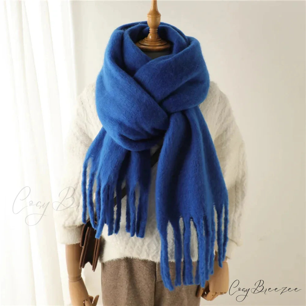 Cashmere Winter Pashmina Blanket Wrap - Thick and Soft Scarf DARK BLUE