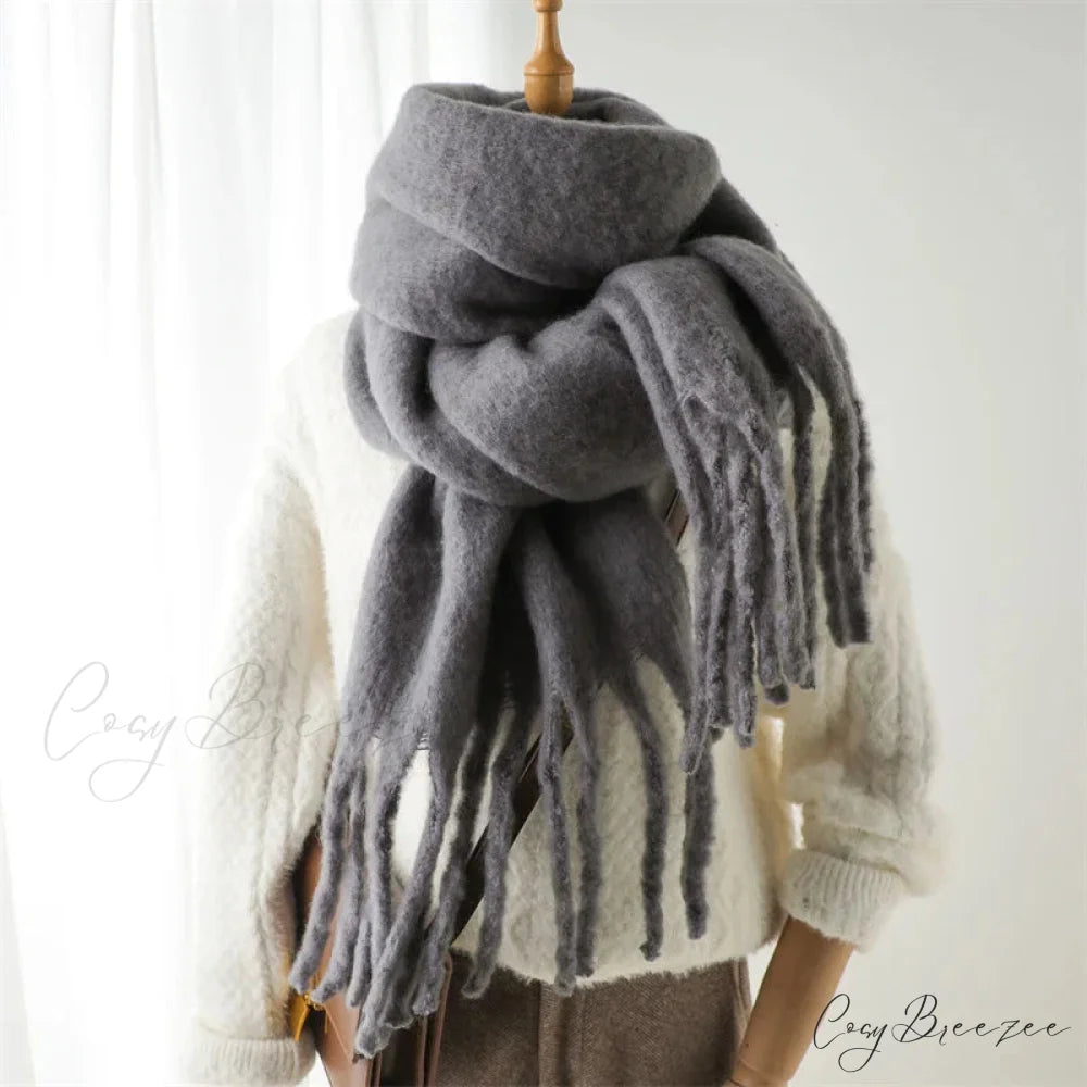 Cashmere Winter Pashmina Blanket Wrap - Thick and Soft Scarf GREY