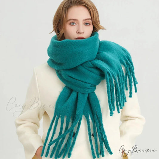 Cashmere Winter Pashmina Blanket Wrap - Thick and Soft Scarf INDIGO
