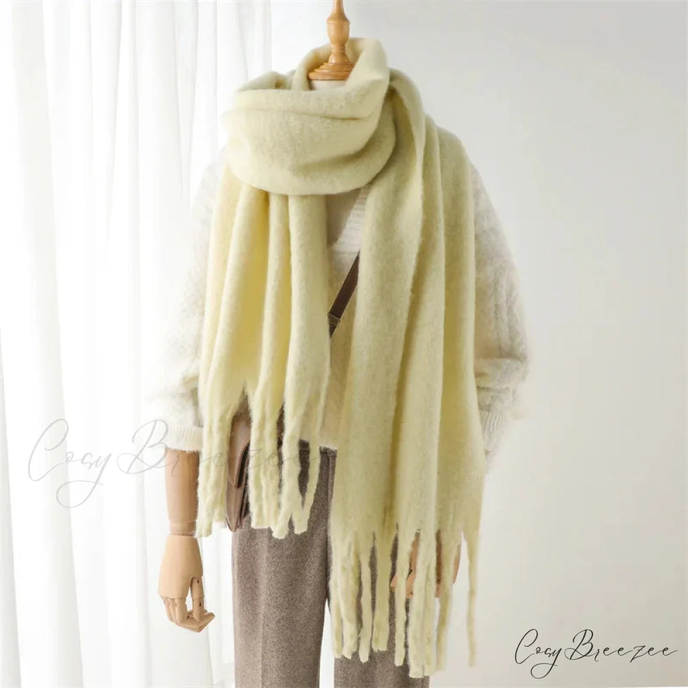 Cashmere Winter Pashmina Blanket Wrap - Thick and Soft Scarf MAIZE-YELLOW