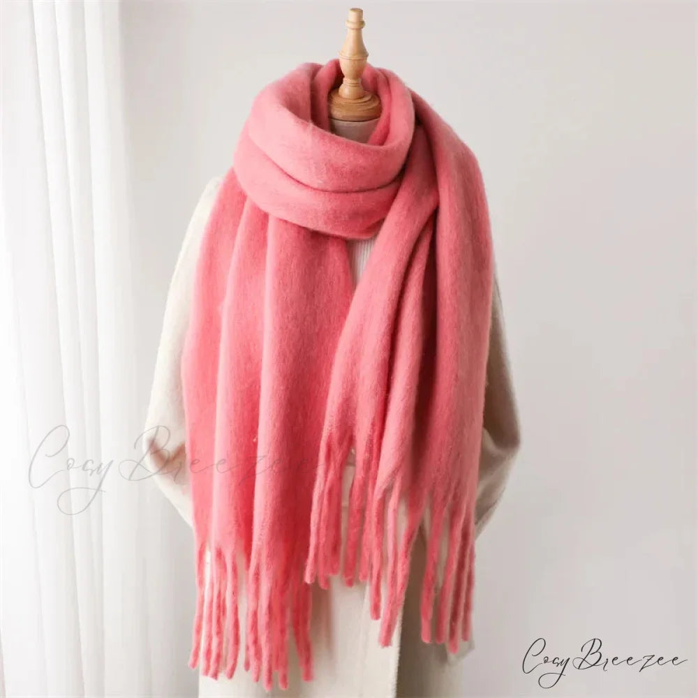 Cashmere Winter Pashmina Blanket Wrap - Thick and Soft Scarf PEACH