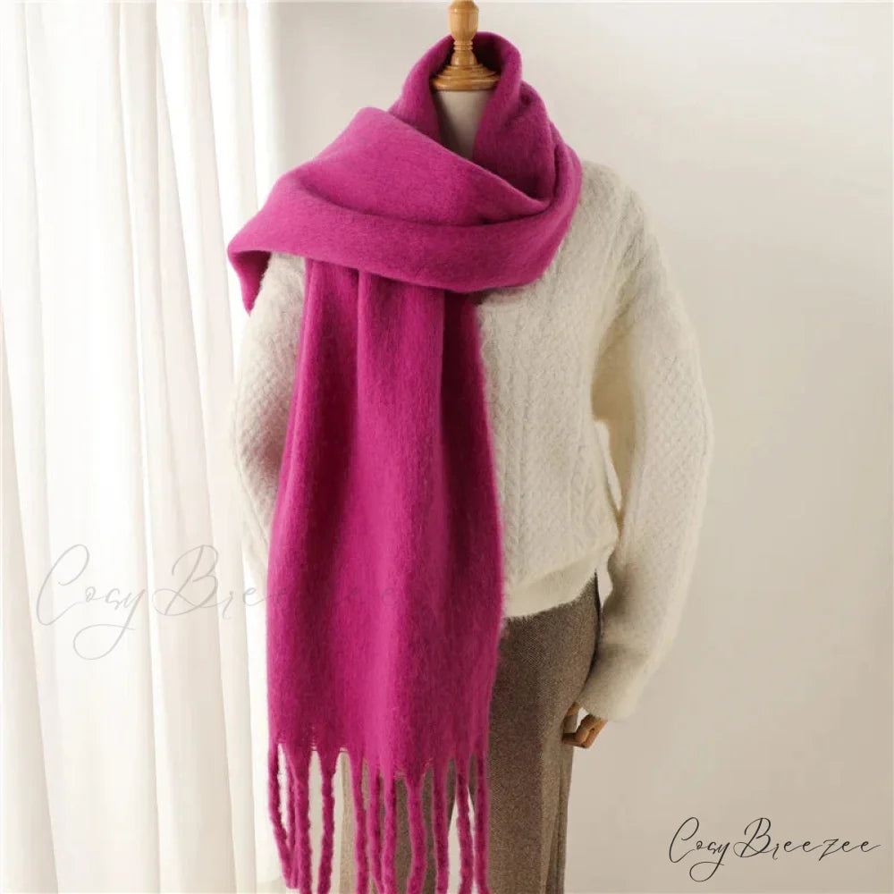Cashmere Winter Pashmina Blanket Wrap - Thick and Soft Scarf ROSE RED