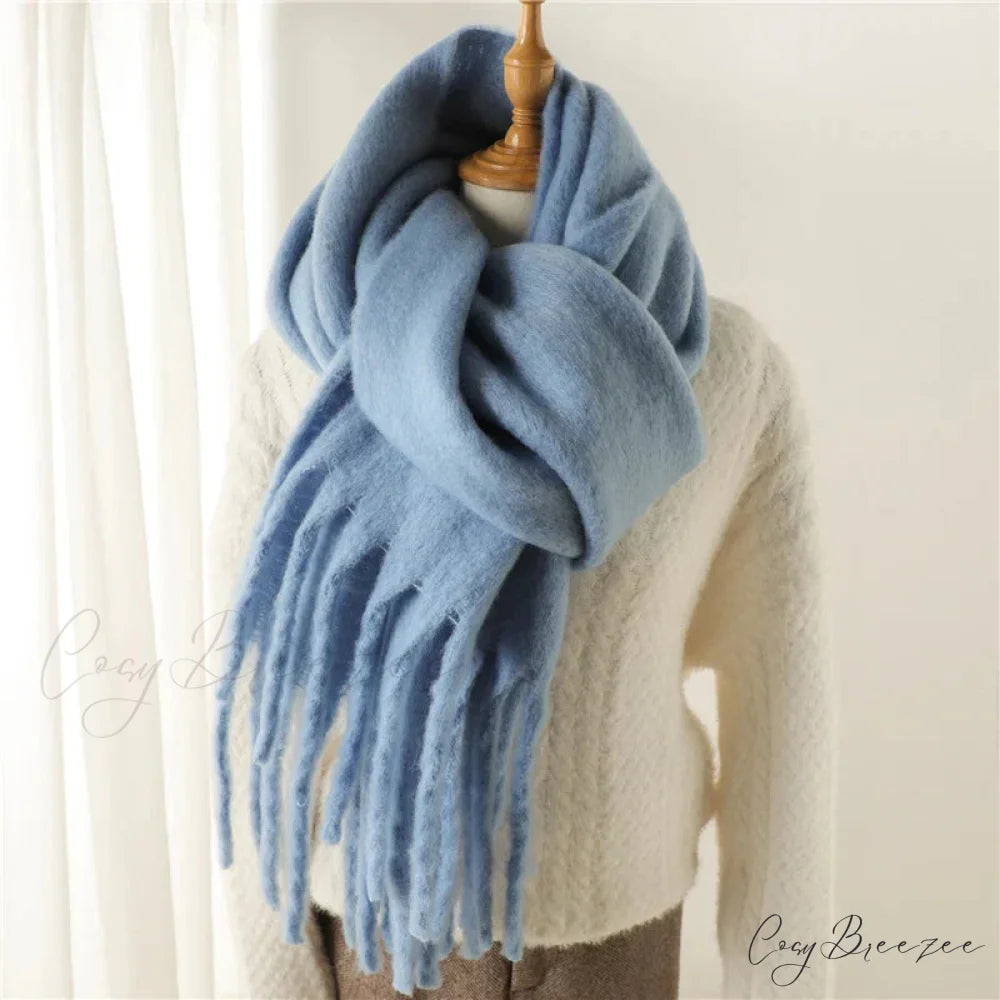 Cashmere Winter Pashmina Blanket Wrap - Thick and Soft Scarf SKY BLUE