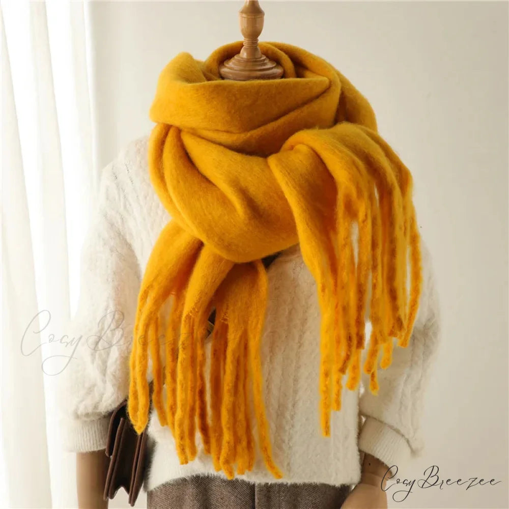 Cashmere Winter Pashmina Blanket Wrap - Thick and Soft Scarf YELLOW
