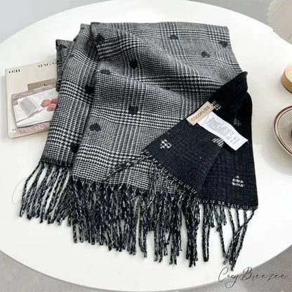 Cashmere Winter Plaid Pashmina Scarf black scarf-241228