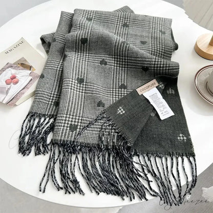 Cashmere Winter Plaid Pashmina Scarf grey scarf-241228