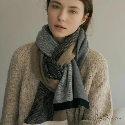 Cashmere Winter Scarf for Women - Designer Knit Warmth Light tan / L180cm W32cm