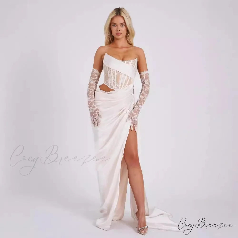Casual Alluring Black Strapless Bandage Formal Dress promdress-250223