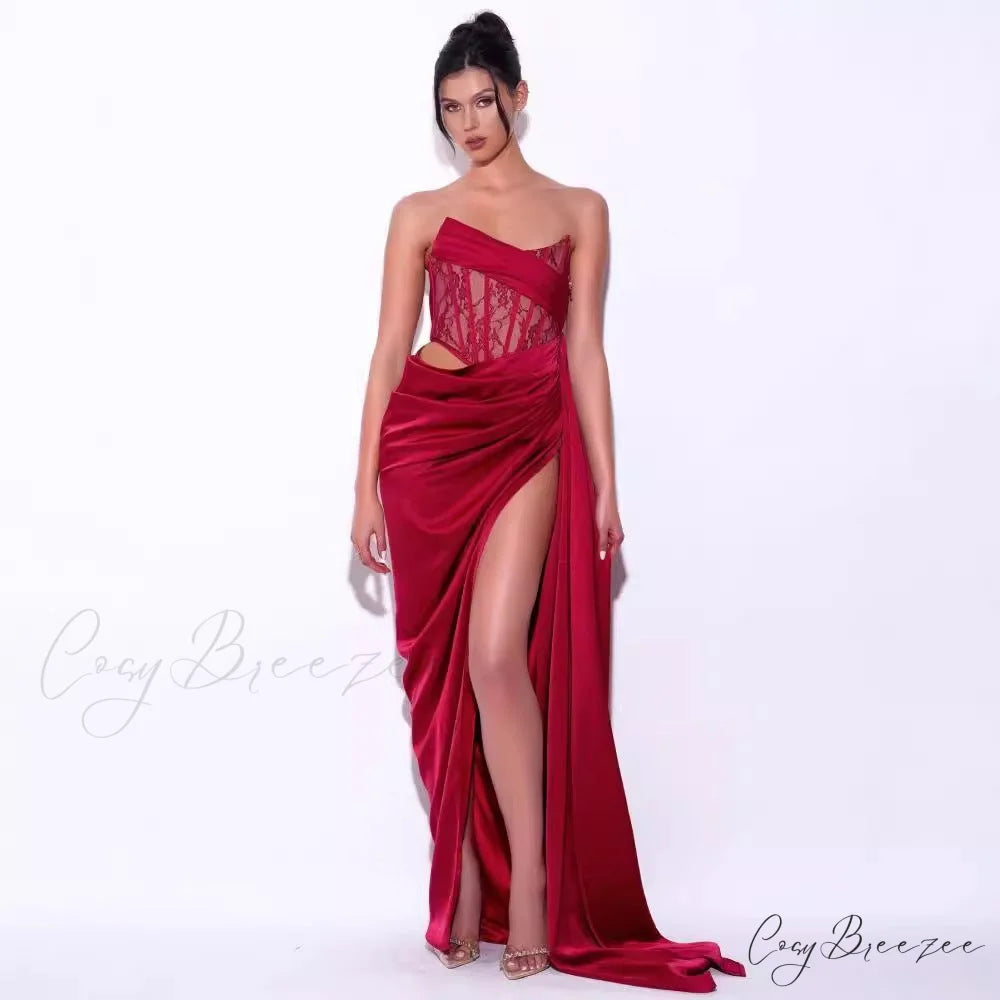 Casual Alluring Black Strapless Bandage Formal Dress promdress-250223