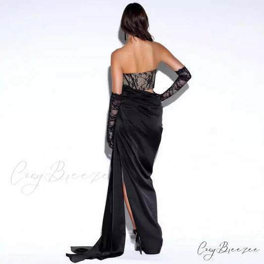 Casual Alluring Black Strapless Bandage Formal Dress black / XS promdress-250223