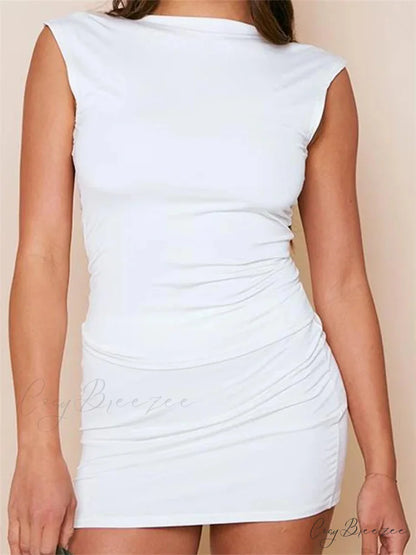 Casual Backless Tank + Low Waist Mini Skirt Set WHITE / S twopiecesset-250126