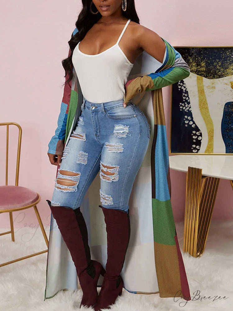 Casual Chains Graceful Irregular Denim Jacket