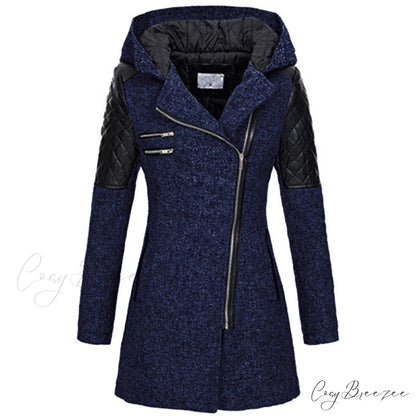 Casual Coat Patchwork Stylish for Wear Navy Blue / S