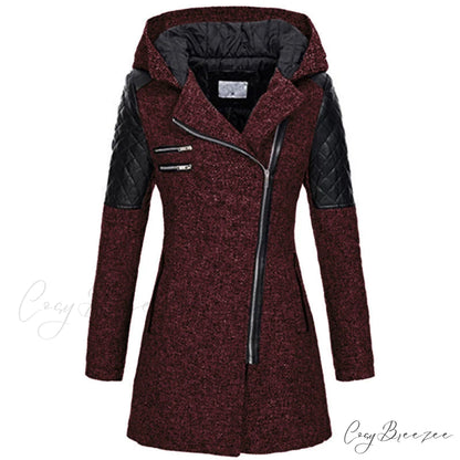 Casual Coat Patchwork Stylish for Wear Wine Red / S