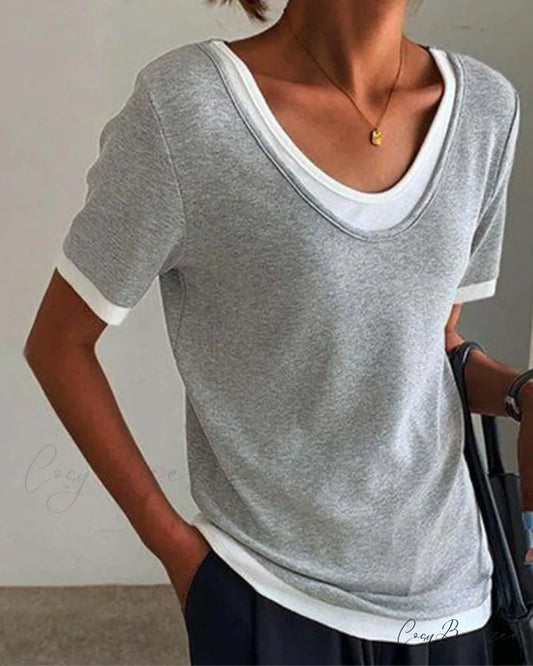 Casual Color Solid T-shirts Gray / S