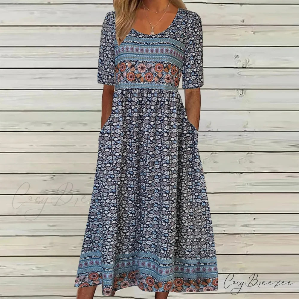 Casual Comfort Elegant Beach Summer Boho Dress BLUE / S