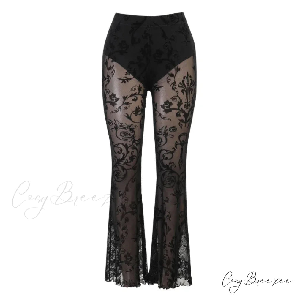 Casual Distressed Gothic Halloween Pants Black / S