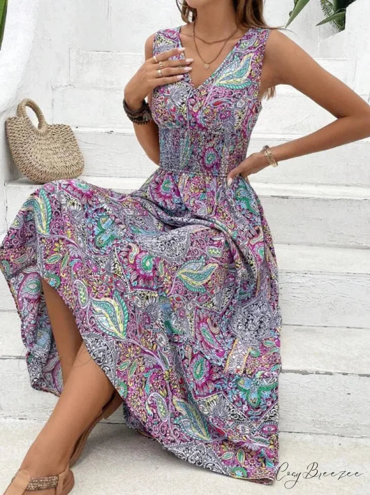 Casual Holiday Female Fashion Summer Boho Dress Fuchsia / S