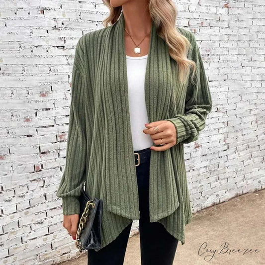 Casual Knitted Cardigan Army Green / S