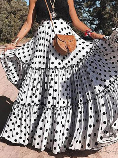 Casual Long Polka Charming Dot Printed Halter Skirt
