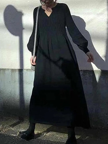 Casual Long Sleeves Solid Modern Color High-Neck Mini Dresses
