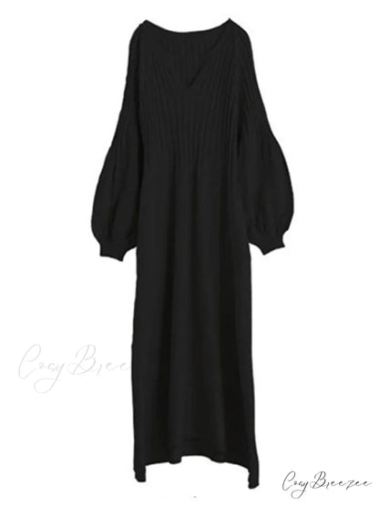 Casual Long Sleeves Solid Modern Color High-Neck Mini Dresses