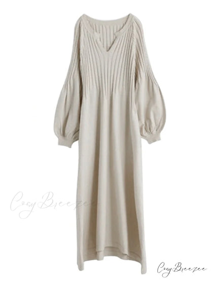 Casual Long Sleeves Solid Modern Color High-Neck Mini Dresses GRAY / FREE SIZE