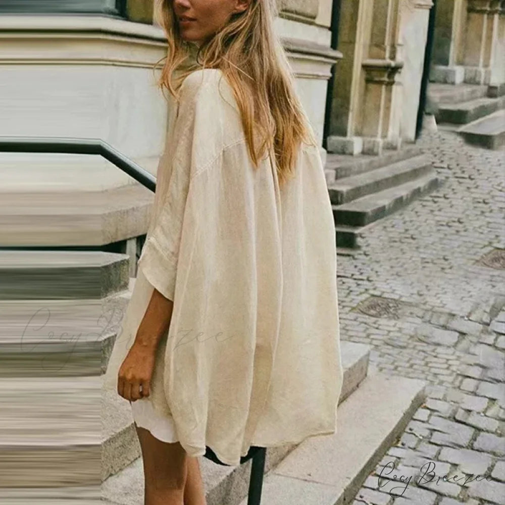 Casual Loose White Button-up Half Sleeve Crop Top blouse-250126