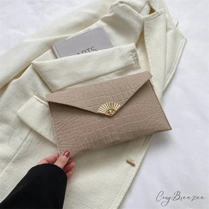 Casual Simple Felt Envelope Clutch Khaki wristlet-250126