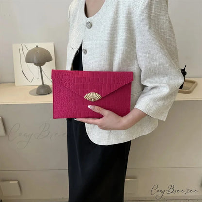 Casual Simple Felt Envelope Clutch wristlet-250126
