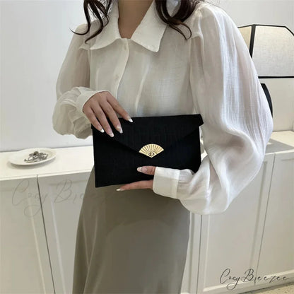 Casual Simple Felt Envelope Clutch wristlet-250126