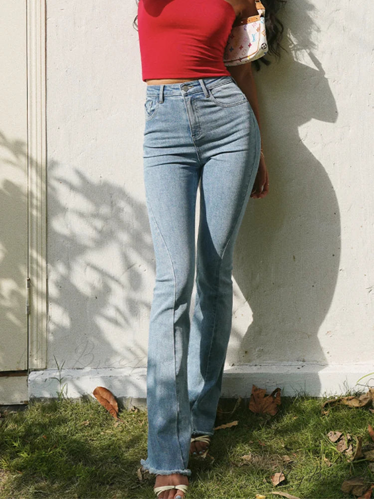 Casual Snug Graceful Denim Jeans LightBlue / XS