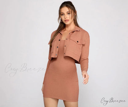 Casually Chic Ribbed Charming Knit Mini Dress