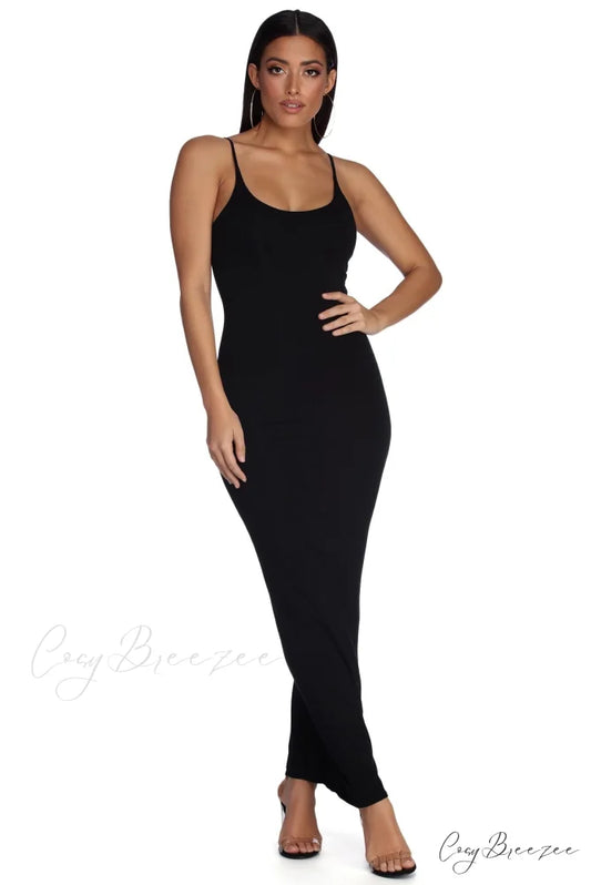 Casually Chic Stylish Maxi Dress BLACK / S