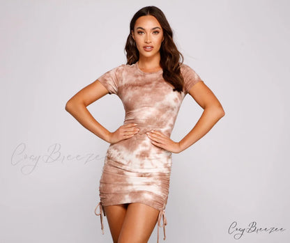 Casually Fab Stylish Tie-Dye Mini Dress MOCHA / XS