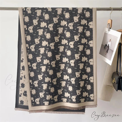 Cat Print Cashmere Winter Warm Scarf scarf-241228