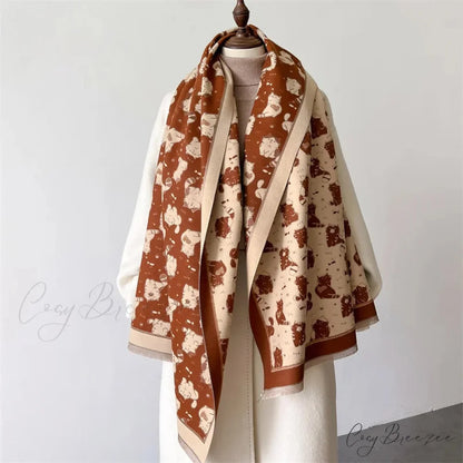 Cat Print Cashmere Winter Warm Scarf red1 scarf-241228