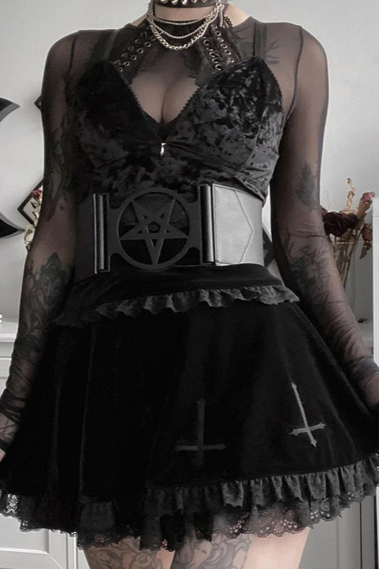 Embroidered Lace High Waist Skirt